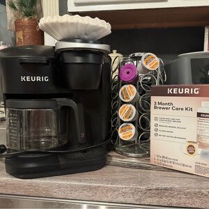 Keurig Black Coffee Maker with Carafe and Pod Organizer